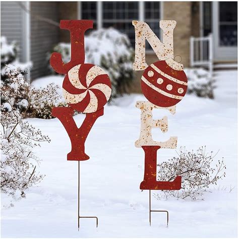 christmas metal yard stakes|lowe's christmas outdoor yard decorations.